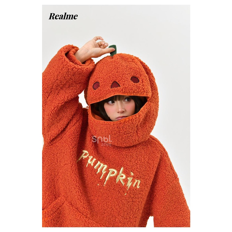 Áo Nỉ Chui Đầu Hình Bí Ngô halloween Thiết Kế Vui Nhộn