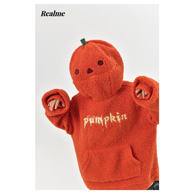 Áo Nỉ Chui Đầu Hình Bí Ngô halloween Thiết Kế Vui Nhộn