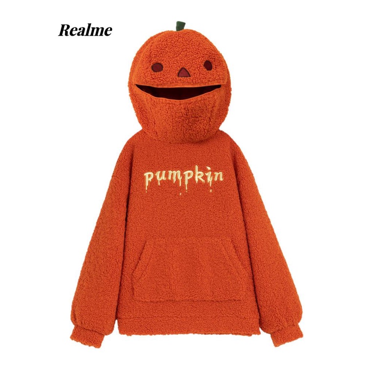 Áo Nỉ Chui Đầu Hình Bí Ngô halloween Thiết Kế Vui Nhộn