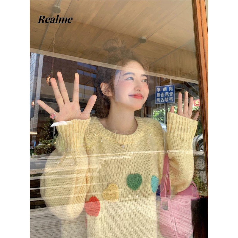 Áo Len Tay Dài Cổ Tròn Dáng Rộng Thời Trang Mùa Xuân 2023 Dễ Thương Cho Bạn Gái