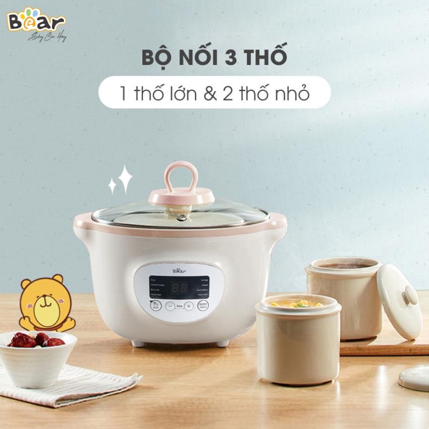 - Nồi Nấu Chậm Bear SUBE002 1.6L Đa Năng Nấu Cháo, Chưng Yến Bản -  Bảo Hành 18 Tháng