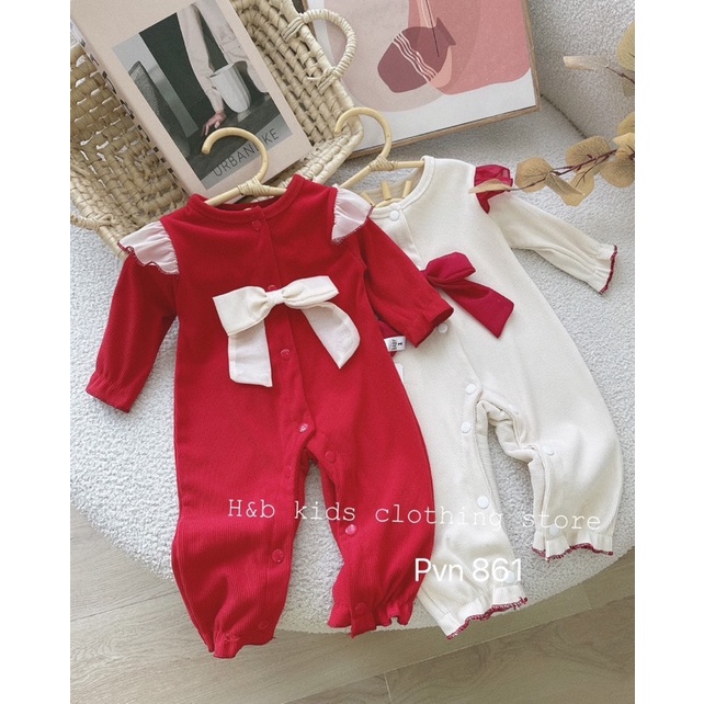 Set body nhung tăm nơ ngực cực xinh cho bé gái