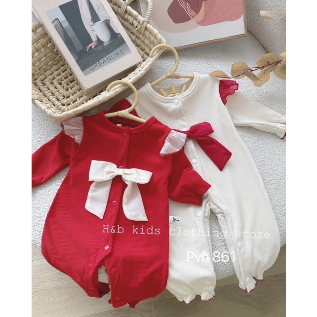 Set body nhung tăm nơ ngực cực xinh cho bé gái