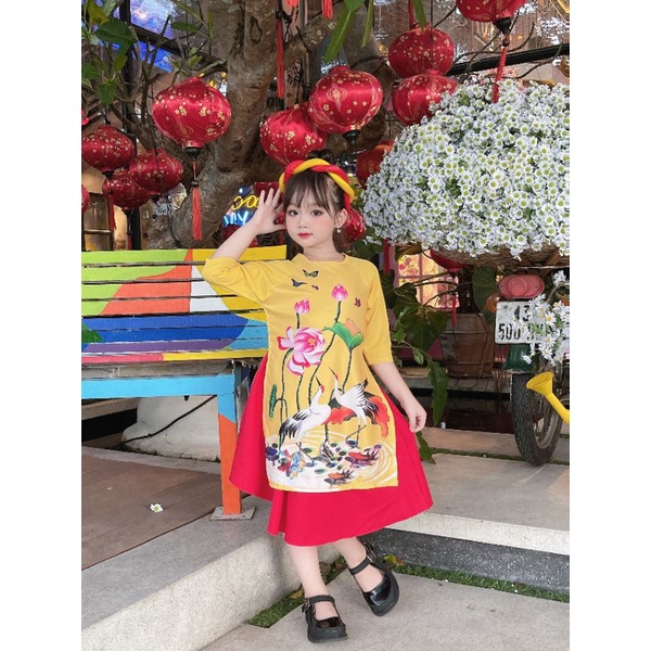 Áo dài bé gái mẫu 2021