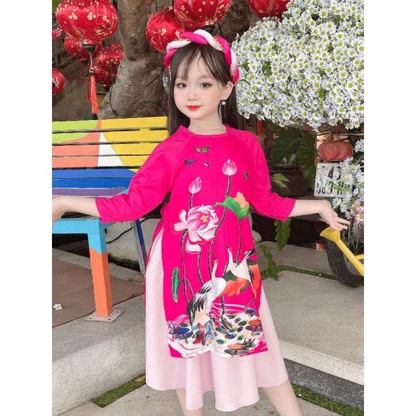 Áo dài bé gái mẫu 2021