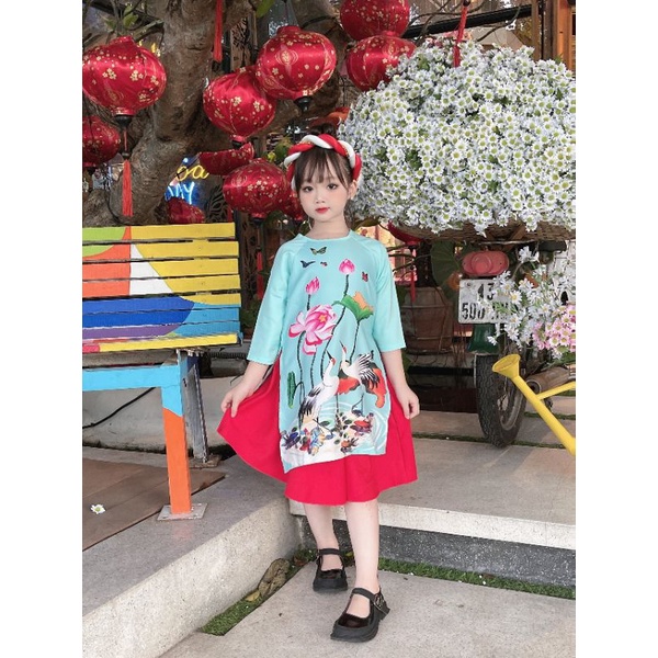 Áo dài bé gái mẫu 2021