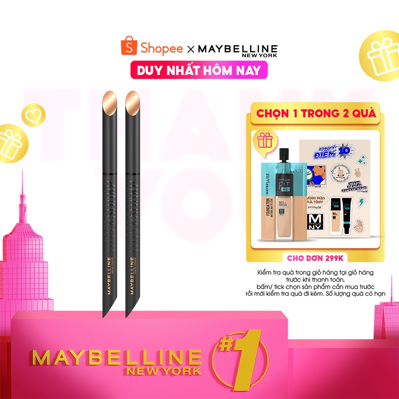 [Bộ trang điểm] Bộ đôi bút kẻ mắt nước siêu sắc mảnh 36H không trôi Hyper Sharp Extreme Maybelline New York