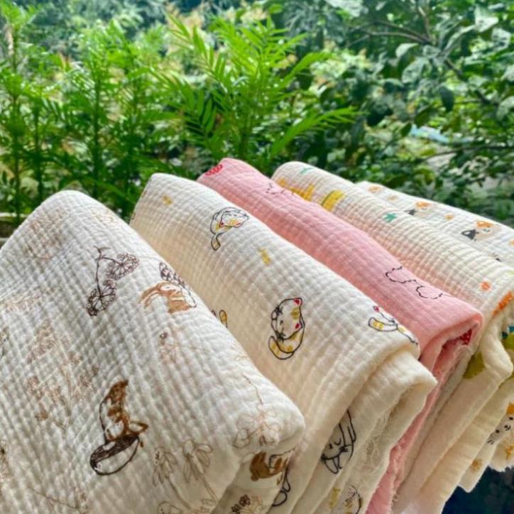 Khổ 100*140cm vải xô muslin organic 2 lớp, êm mềm, vải may khăn sữa cho bé, vải siêu mềm mịn,thấm hút tốt BETINTIN