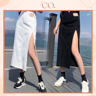 Chân Váy Xẻ Dài Qua Gối Cạp Cao Tua Gấu Phong Cách Hàn Quốc_A2