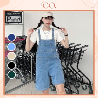 Quần yếm jeans KABICO kaki ngắn dáng rộng, quần yếm đùi nữ ống rộng phong cách Hàn Quốc Y8