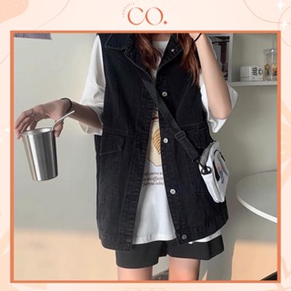  Áo khoác bò dáng rộng Áo gile jean nam nữ cá tính phong cách Ulzzang Hàn Quốc_G3 