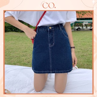  Chân váy jean nữ chữ A cạp cao chân váy ôm ngắn lưng cao phong cách ulzzang_v01 