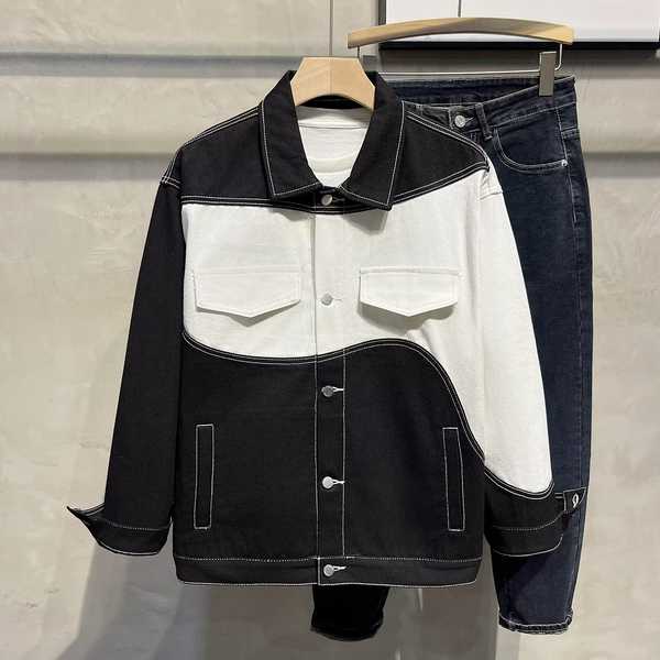 Áo sơ mi khoác nam áo sơ mi khoác ngoài Áo khoác đen trắng áo jacket thường ngày kiểu Mỹ cho nam áo công sở áo cardigan thương hiệu sành điệu áo khoác ngoài cao cổ áo bò nam cổ điển