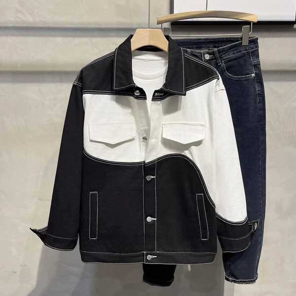 Áo sơ mi khoác nam áo sơ mi khoác ngoài Áo khoác đen trắng áo jacket thường ngày kiểu Mỹ cho nam áo công sở áo cardigan thương hiệu sành điệu áo khoác ngoài cao cổ áo bò nam cổ điển