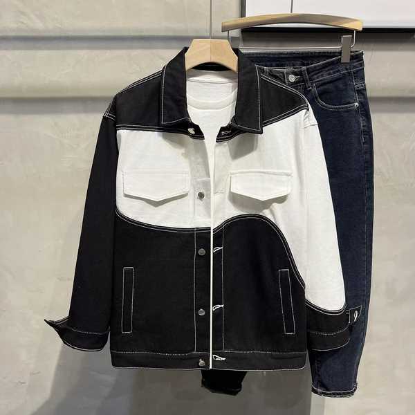Áo sơ mi khoác nam áo sơ mi khoác ngoài Áo khoác đen trắng áo jacket thường ngày kiểu Mỹ cho nam áo công sở áo cardigan thương hiệu sành điệu áo khoác ngoài cao cổ áo bò nam cổ điển