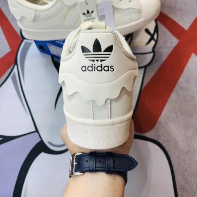Giày Adidas superstar, giày thể thao adidas mũi sò, cổ thấp, đế bệt, 3 bản màu xanh hồng và kem, bản best full boxx