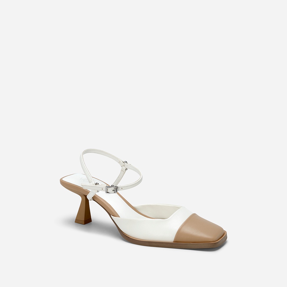 Vasscara Giày Bít Spool Heel Nhấn Mũi Phối Layer - BMN 0595