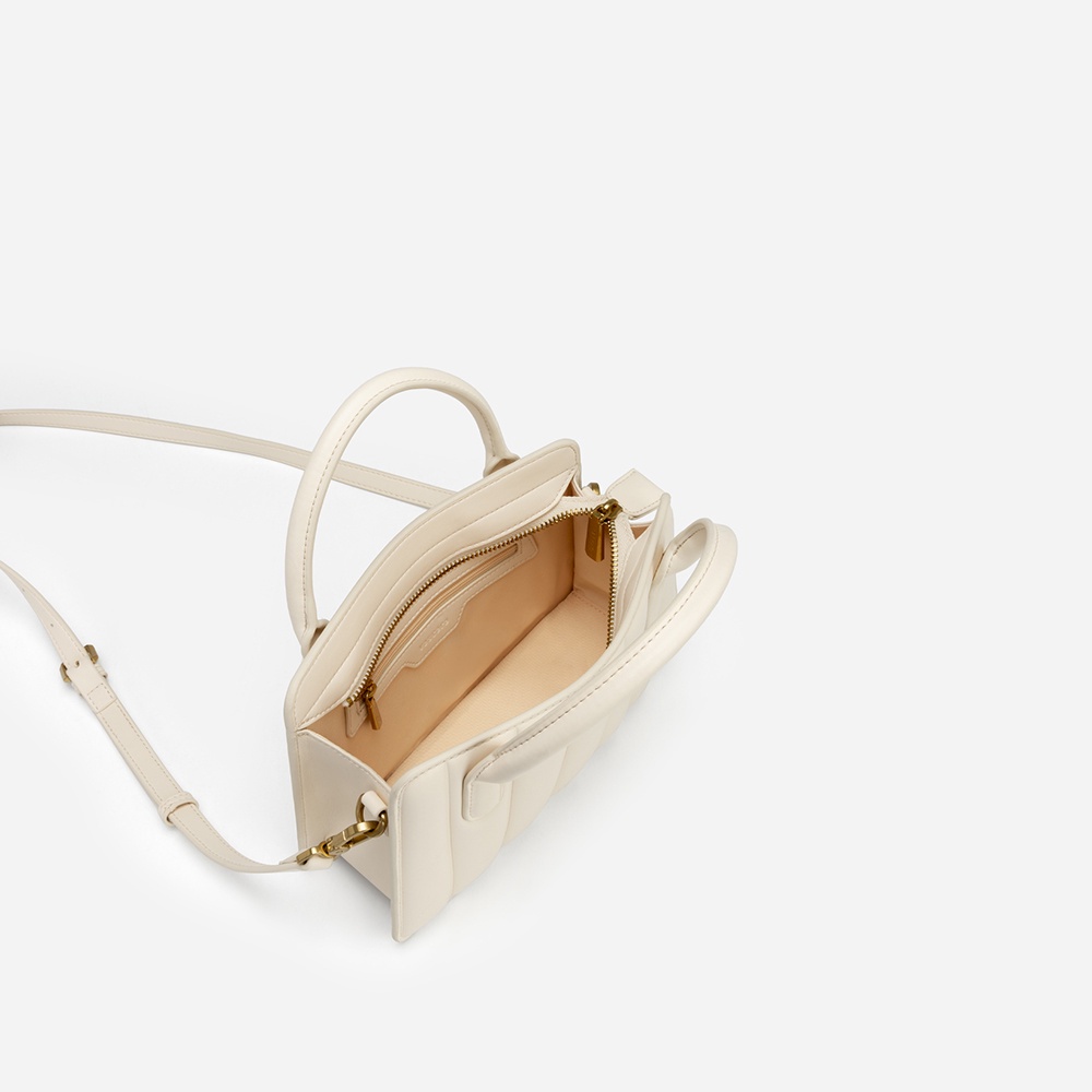 Vascara Túi Xách Tay Quai Đôi Chần Bông Kẻ Sọc - TOT 0092