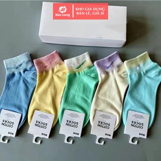 Set 5 Đôi Tất Nike  Thể Thao Cổ Ngắn Màu Kẹo Ngọt Thời Trang Cho Nam Và Nữ T4-188