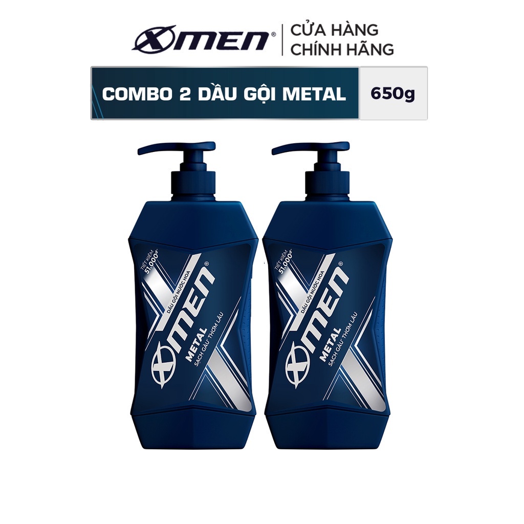 Combo 2 Dầu Gội X-Men Sạch Gàu Metal 650g/chai