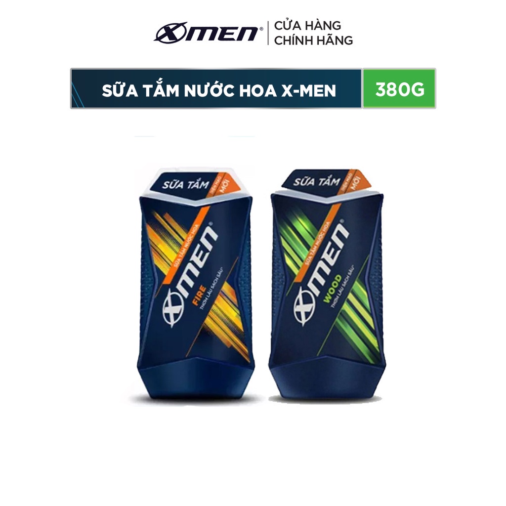 Sữa tắm nước hoa Xmen 380g - 2 mùi hương nam tính, sạch sâu và lưu hương 12H