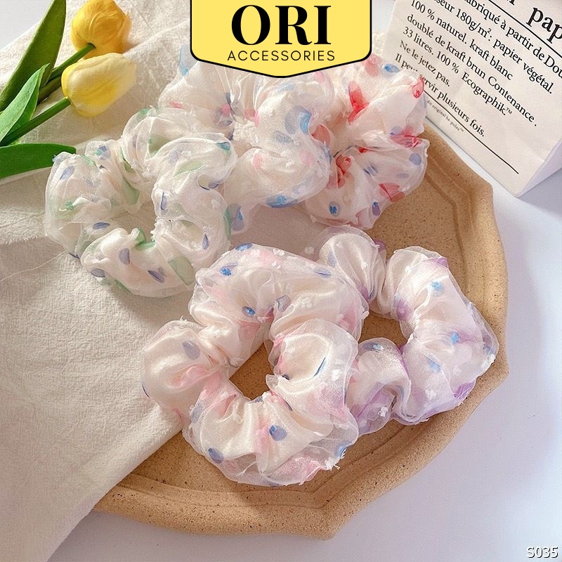 Cột tóc Scrunchies vải voan 2 lớp xinh xắn thời trang phong cách ORI ACCESSORIES S035