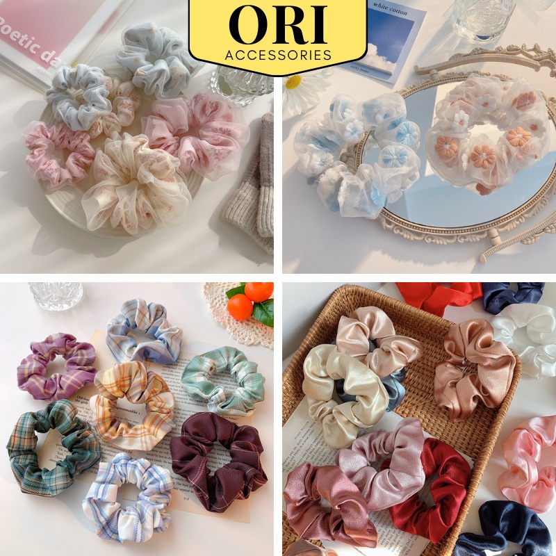 Cột tóc Scrunchies buộc tóc vải satin siêu đẹp siêu xinh hot trend ORI ACCESSORIES S901