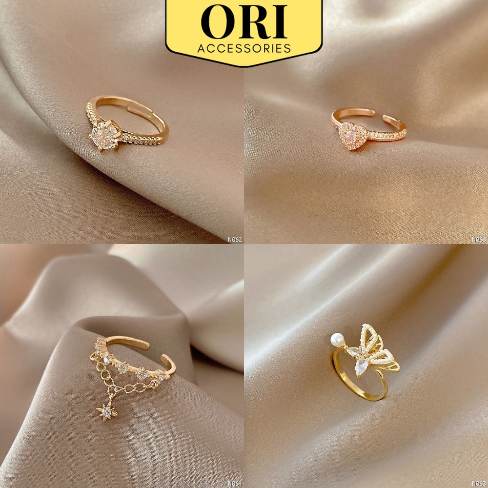 Nhẫn nữ FreeSize vàng đính đá phong cách Hàn Quốc sang trọng thời trang ORI ACCESSORIES N932