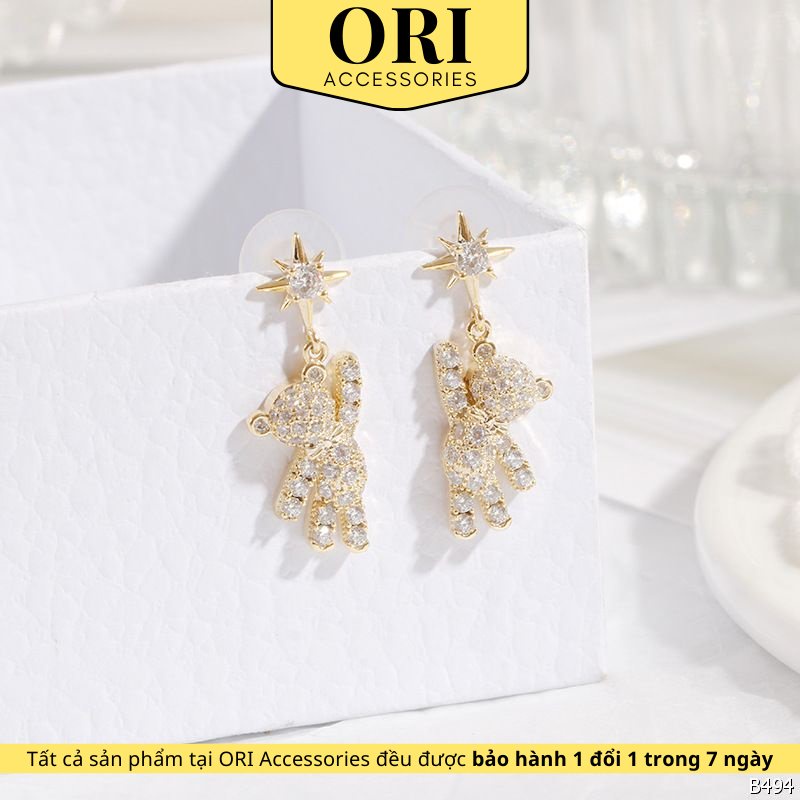 Bông tai nữ hình gấu Teddy xinh xắn đáng yêu ORI ACCESSORIES B494