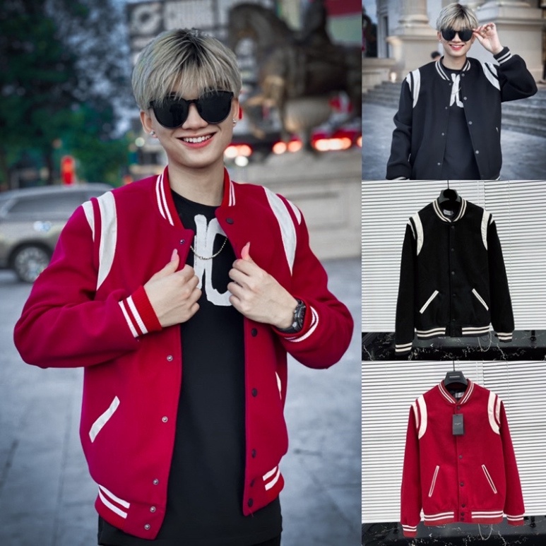 Áo Khoác varsity Xanh áo bomber Teddy SLP nam nữ - Áo bomber Sơn Tùng MTP Siêu Hot 2023