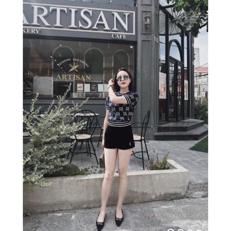 Áo len cộc tay gu shi màu than hot