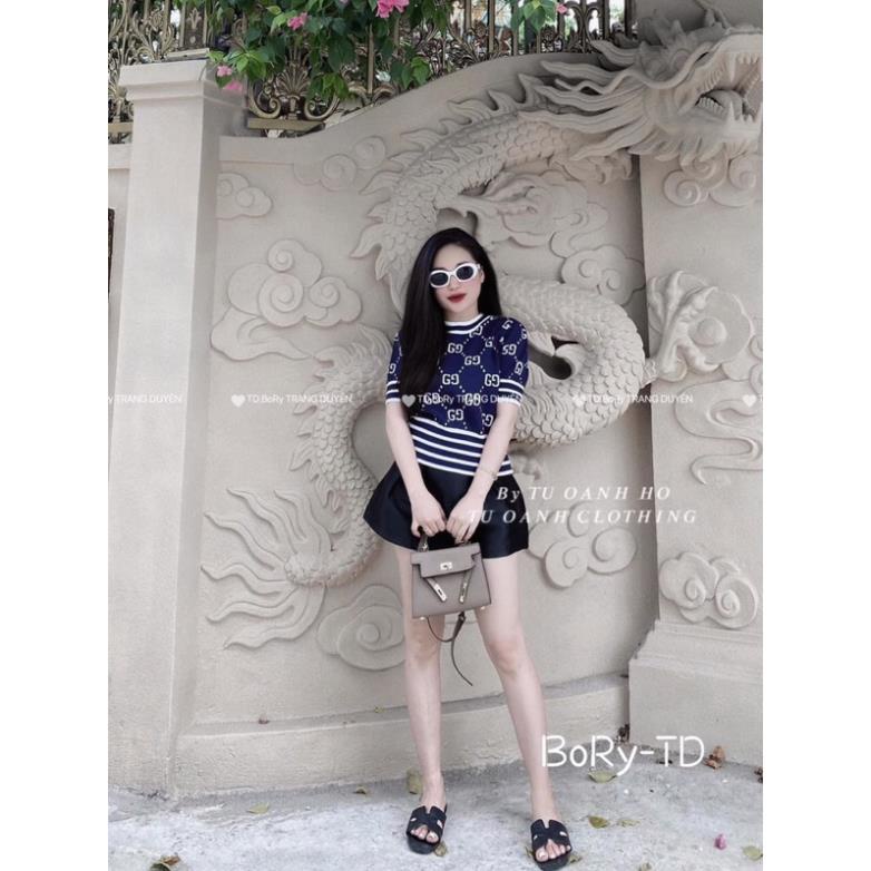 Áo len cộc tay gu shi màu than hot