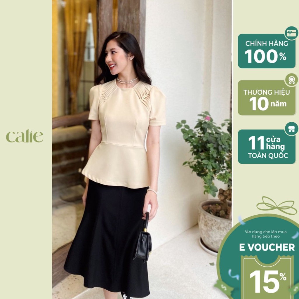 Áo peplum nữ phối xếp ly cách điệu tiểu thư Calie PL029