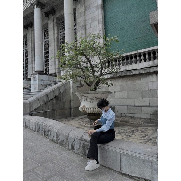 Pass áo sơmi phối xanh đậm