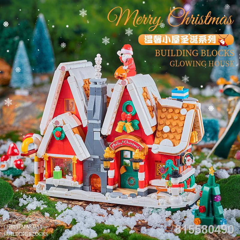 Các khối xây dựng cabin Giáng sinh tương thích với các mô hình đồ chơi lắp ráp đồ trang trí LEGO dành cho các cặp đôi và