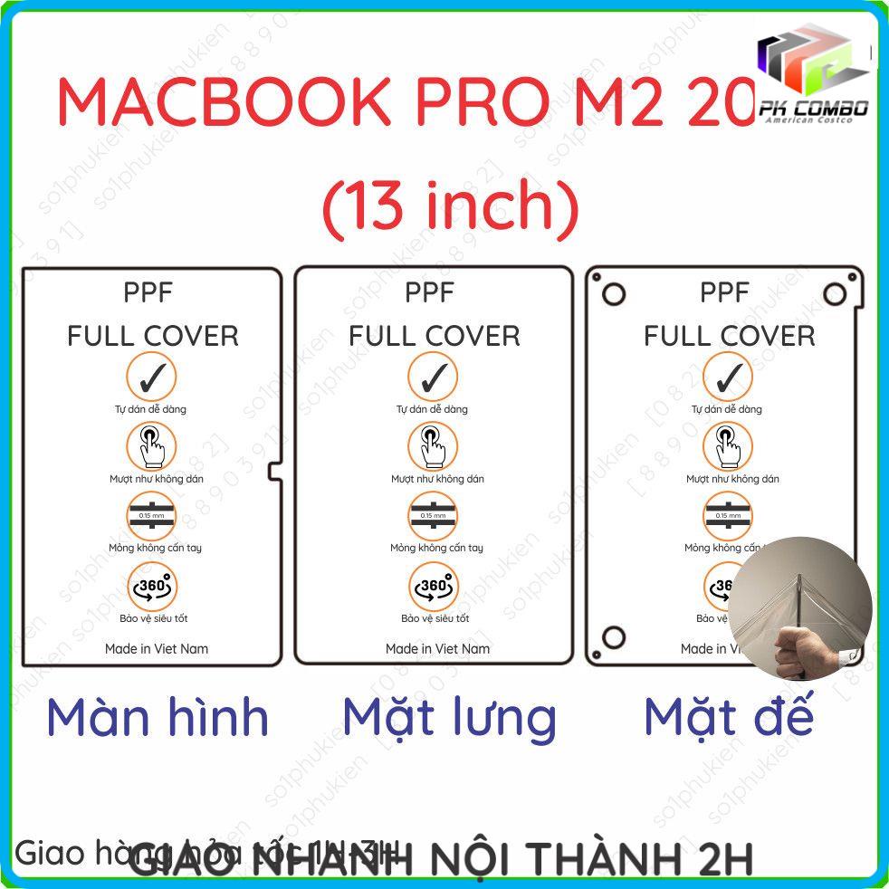 Dán PPF màn hình, mặt lưng, mặt đế MacBook Pro 13 inch/ 14 inch/ 16 inch (M2, M2 Pro, M2 Max)/ Air (M2) 13 inch/ 15 inch