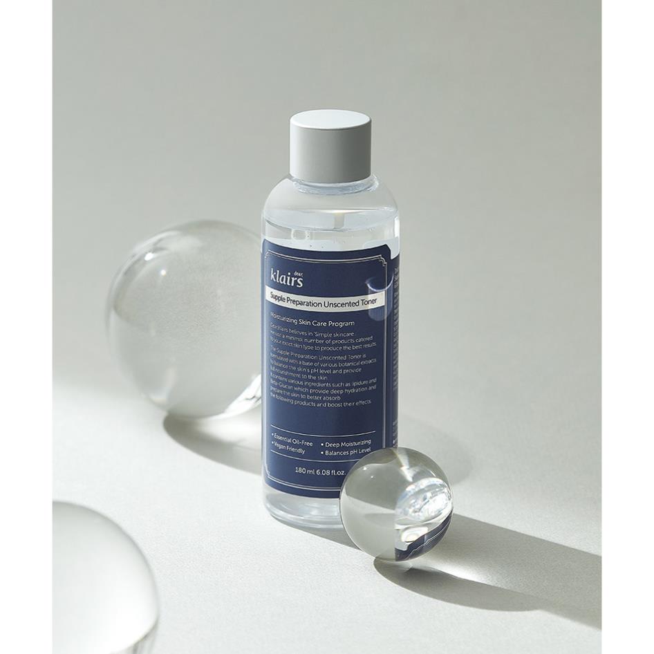 Nước Hoa Hồng Không mùi Làm Mềm Da Klairs Supple Preparation Unscented Toner 180ml