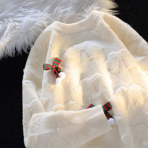 Áo Len Tay Dài Dáng Rộng Họa Tiết Giáng Sinh Thời Trang Cho Nam Và Nữ