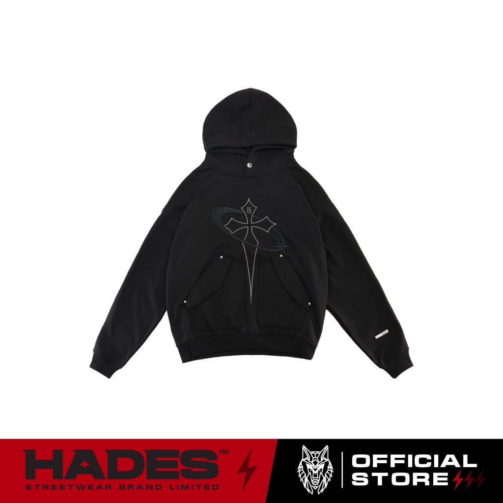 ÁO HOODIE MŨ TRÙM UNISEX VẢI NỈ BÔNG HEBREW BOXY HOODIE - HADES BRAND CHÍNH HÃNG