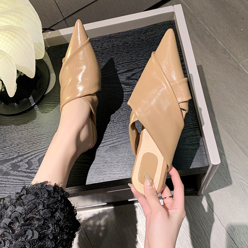 Dép Bít Mũi Nhọn Phong Cách Pháp Thời Trang Cao Cấp Mới Cho Nữ