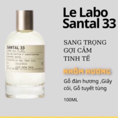Nước hoa nam chính hãng cao cấp Le La.bo Santal 13 33, dầu thơm lâu mẫu thử 100ml hương thơm dịu nhẹ sang trọng quý phái