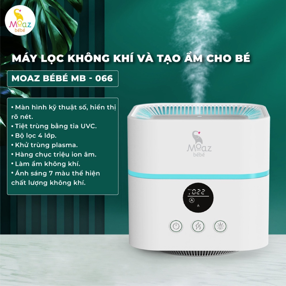Máy lọc không khí và tạo độ ẩm phòng cho bé Moaz MB – 066 diệt khuẩn bằng đèn UVC led