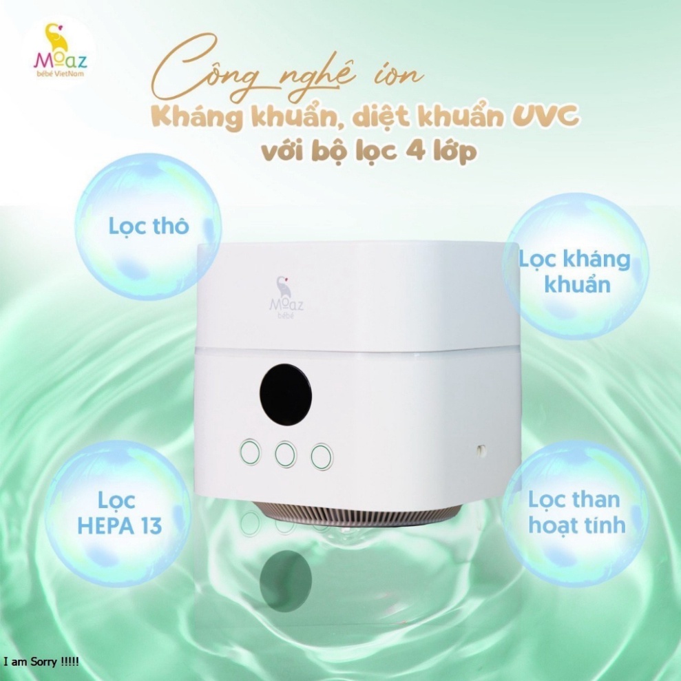 Máy lọc không khí và tạo độ ẩm phòng cho bé Moaz MB – 066 diệt khuẩn bằng đèn UVC led