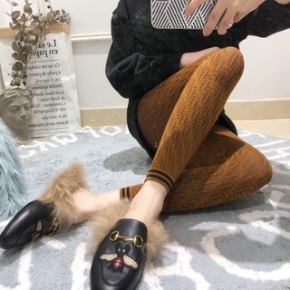 Quần legging dệt kim chữ Fendi, quần bút chì thiết kế phổ biến dành cho nữ, quần legging chín điểm, hợp thời trang mùa thu đông