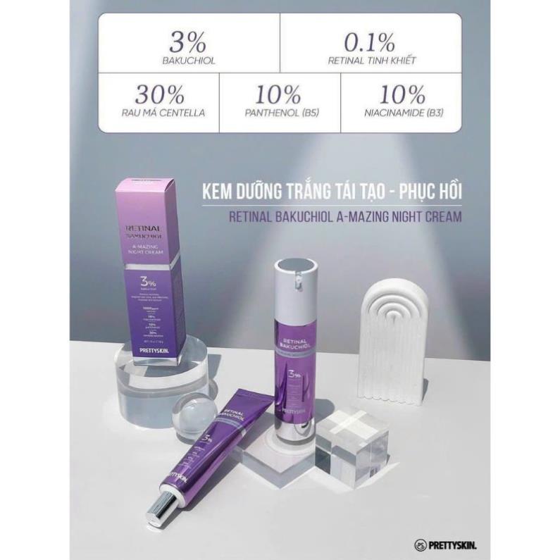 Retinal Pretty Skin, kem dưỡng Pretty Skin retinal bakuchiol A-mazing night cream tái tạo phục hồi, trẻ hóa làn da