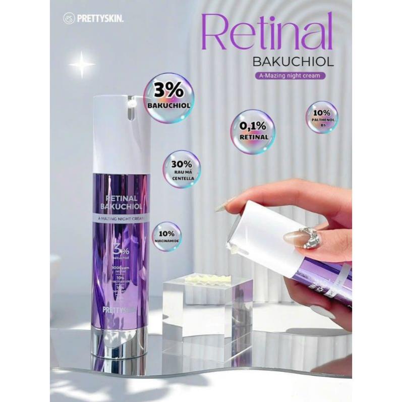 Retinal Pretty Skin, kem dưỡng Pretty Skin retinal bakuchiol A-mazing night cream tái tạo phục hồi, trẻ hóa làn da