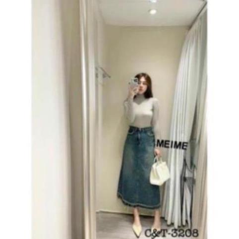 Chân váy jeans dáng dài siêu xinh phù hợp đi học, đi chơi hot hit CV4