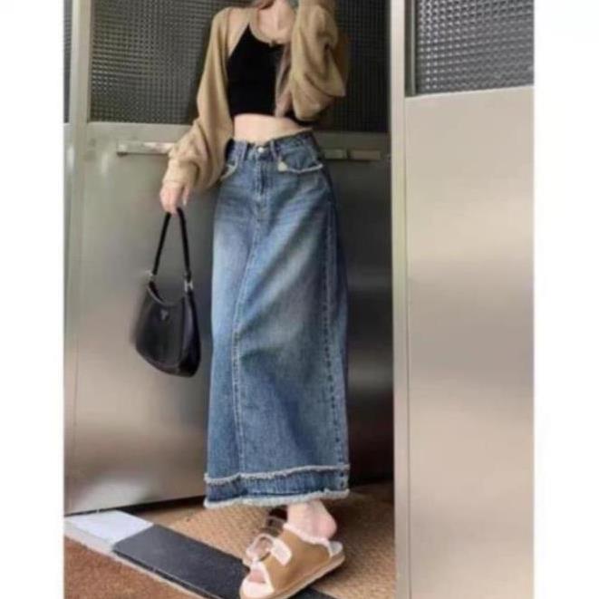 Chân váy jeans dáng dài siêu xinh phù hợp đi học, đi chơi hot hit CV4