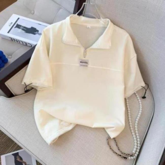 Bộ thun polo logo ngực form rộng tay lỡ phong cách trẻ trung năng động AO8