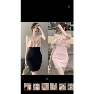 TT 26 - đầm Cúp Ngực Dáng Ôm Phối Bèo( Đầm Hồng) Nữ Tính- Thời trang Quyến Rũ
